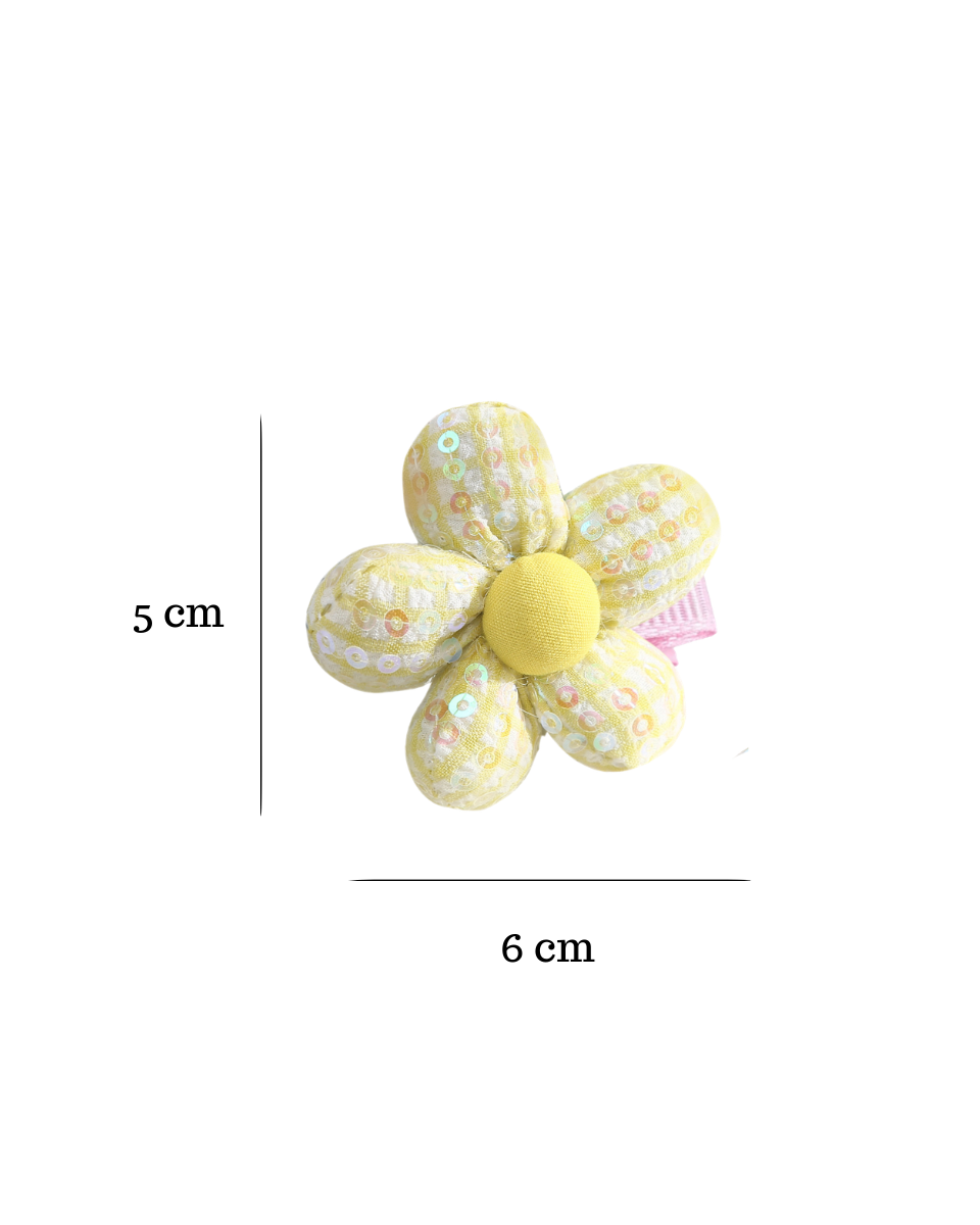 Sequin Daisy Hair Clips - 3 sets