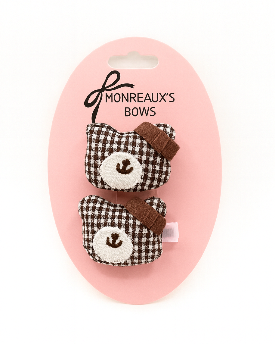 Gingham Bear Buddy Clips- 3 sets