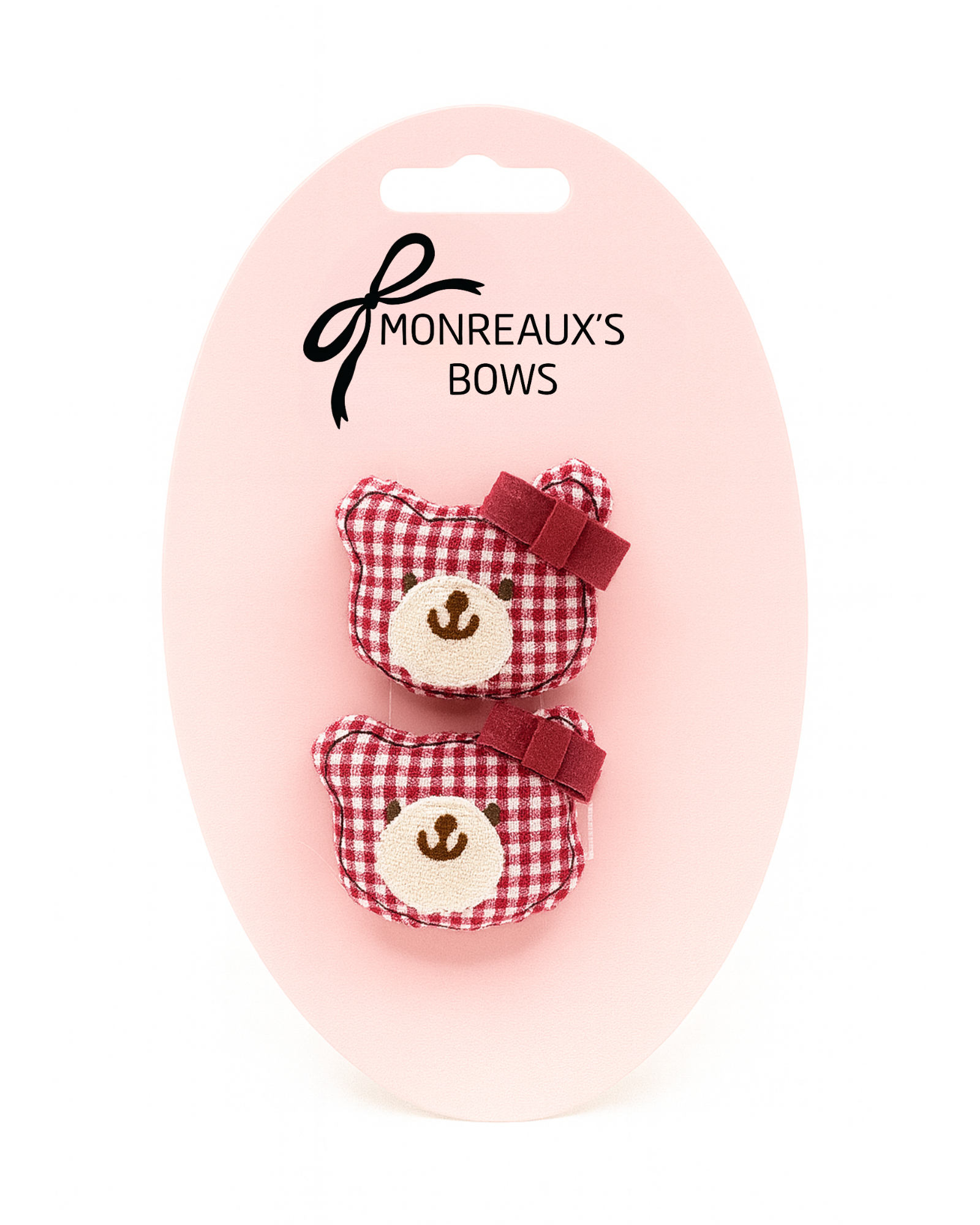Gingham Bear Buddy Clips- 3 sets
