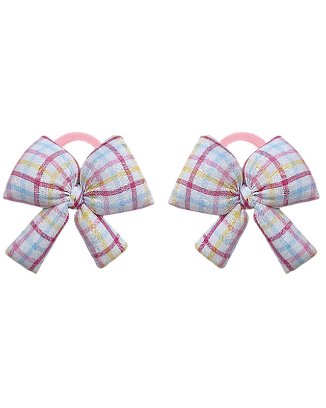 Polka Dot & Plaid Bow Ponytail - 3 sets of pairs