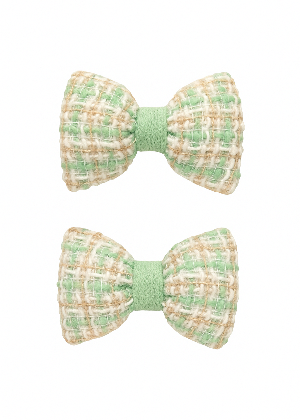 Minty Tweed Minis Bow Clip Set