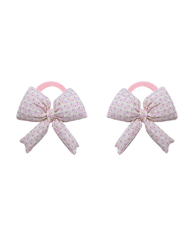 Polka Dot & Plaid Bow Ponytail - 3 sets of pairs