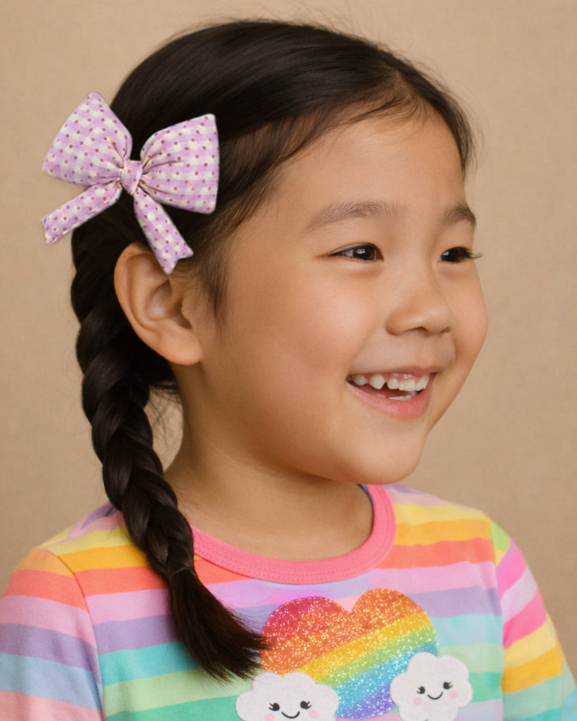 Polka Dot & Plaid Bow Ponytail - 3 sets of pairs