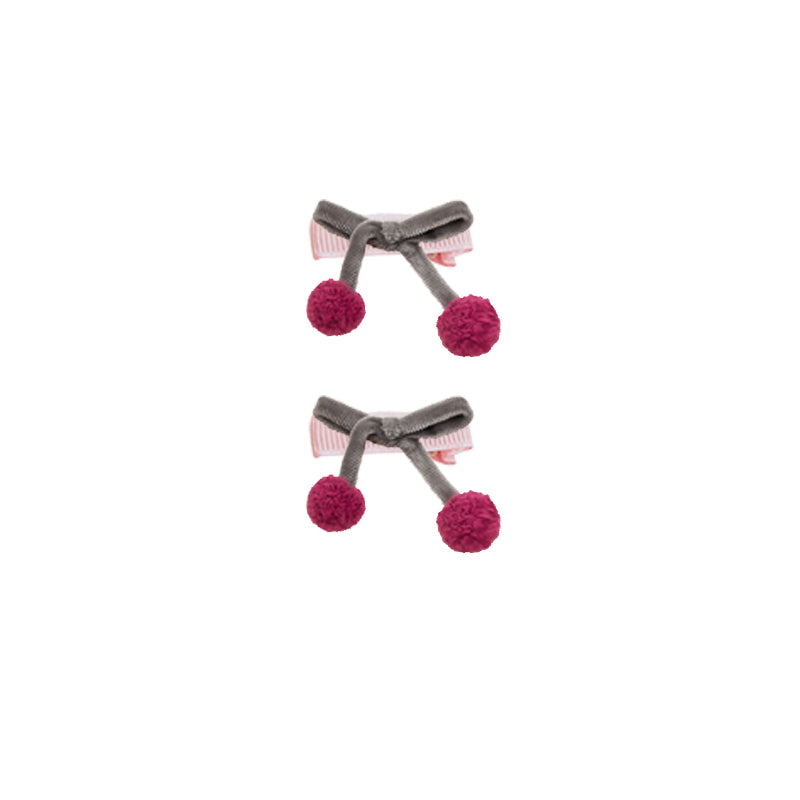Velvet Pom Pom Bow Clips