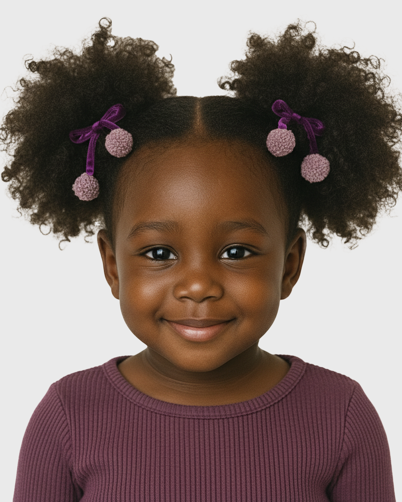 Velvet Pom Pom Bow Clips