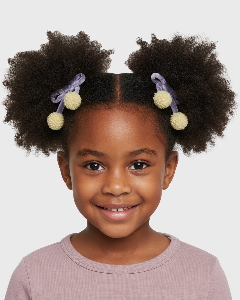 Velvet Pom Pom Bow Clips