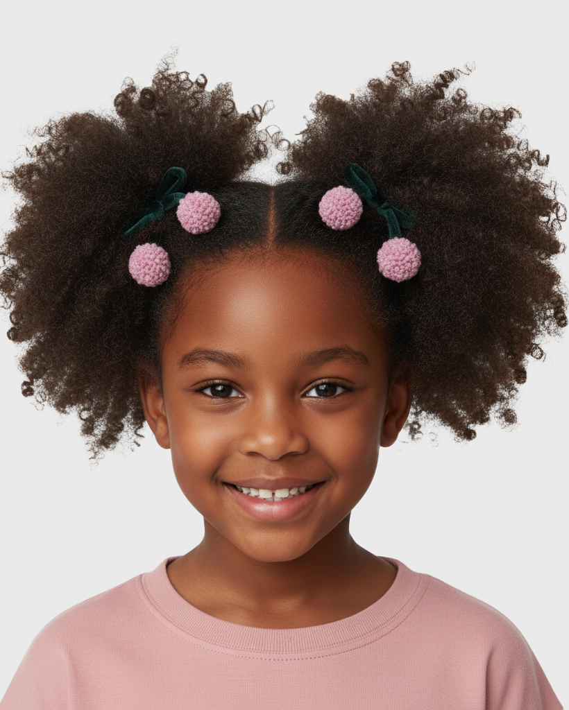 Velvet Pom Pom Bow Clips