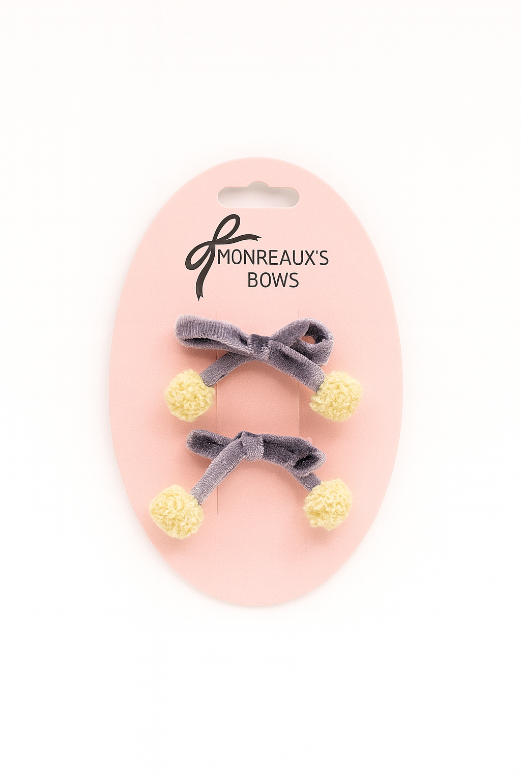 Velvet Pom Pom Bow Clips