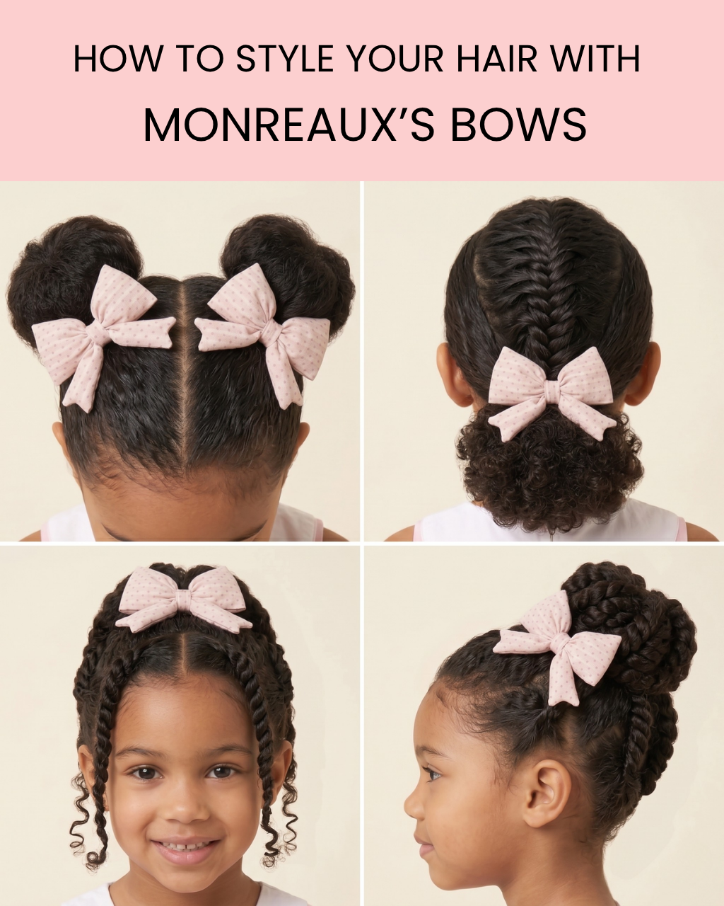 Polka Dot & Plaid Bow Ponytail - 3 sets of pairs