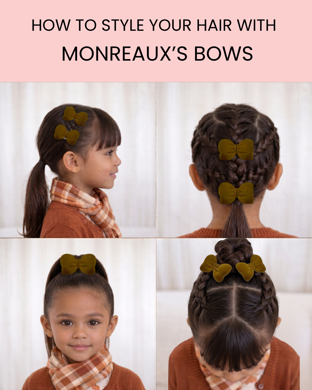 Velvet Dream Bow Clip  - 3 sets